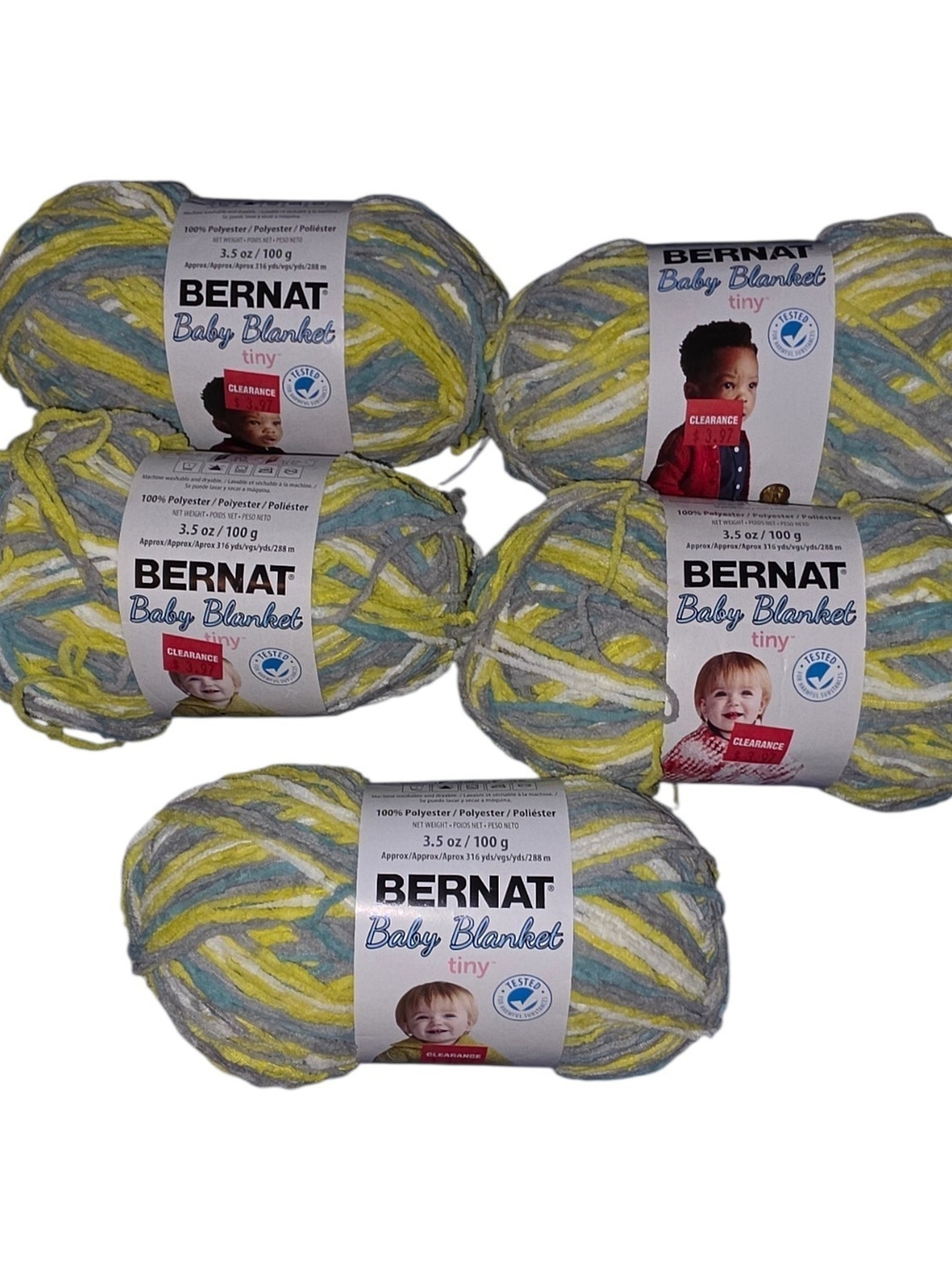 DISCONTINUED Bernat Baby Blanket Tiny – Leap Frog – Lot of 5